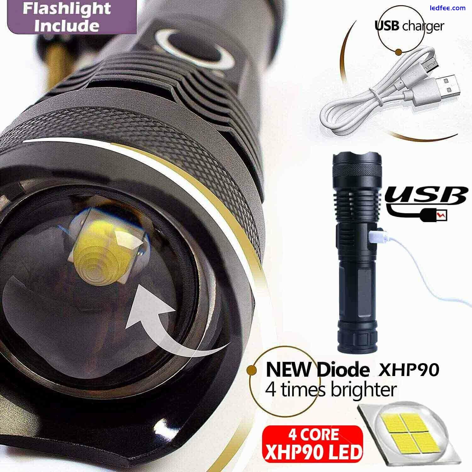 990000Lumens XHP90 Zoom Flashlight LED Rechargeable Torch Headlamp Work Light 4 