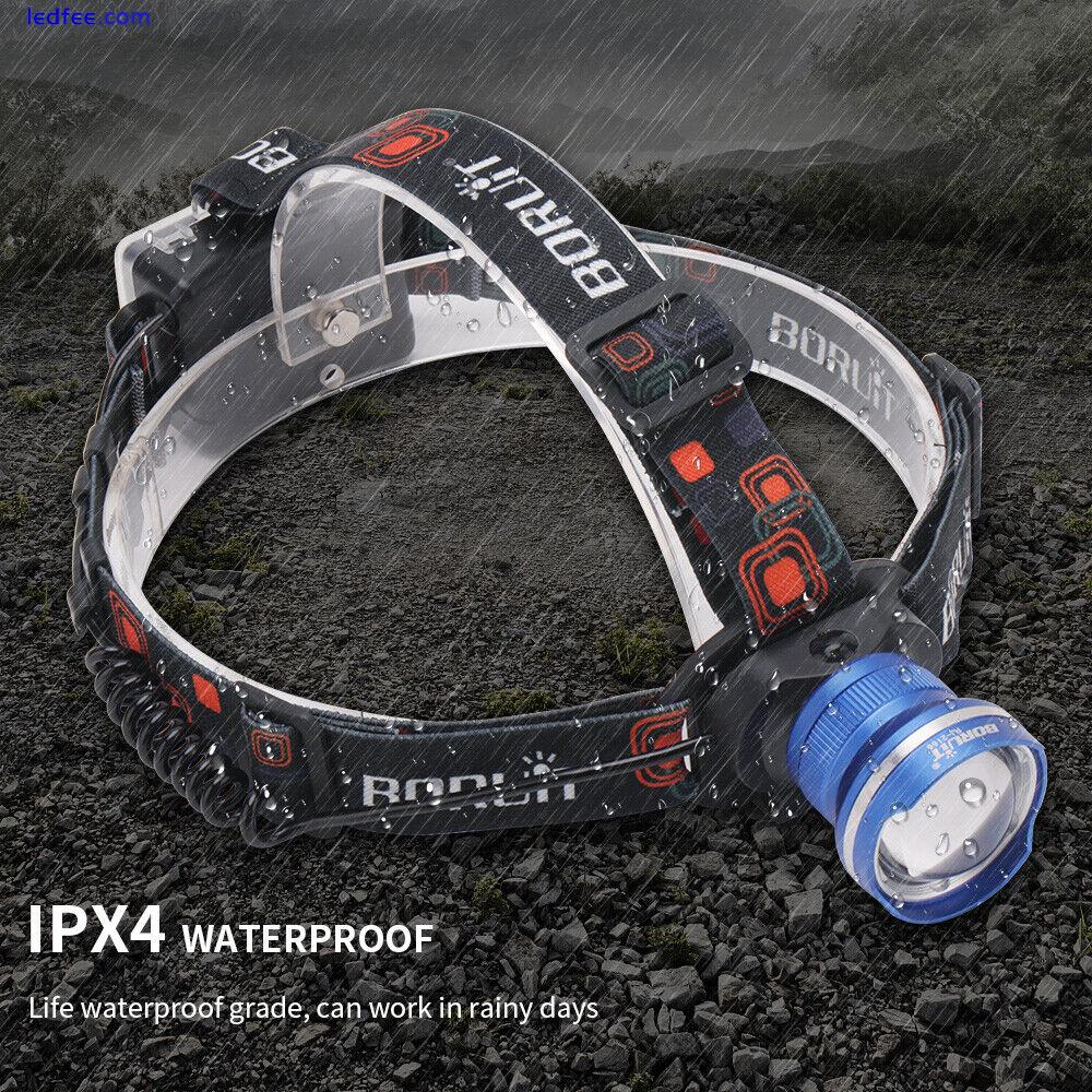 Zoom Headlamp 350000LM Rechargeable LED Headlight Flashlights Head Torch Fish 1 