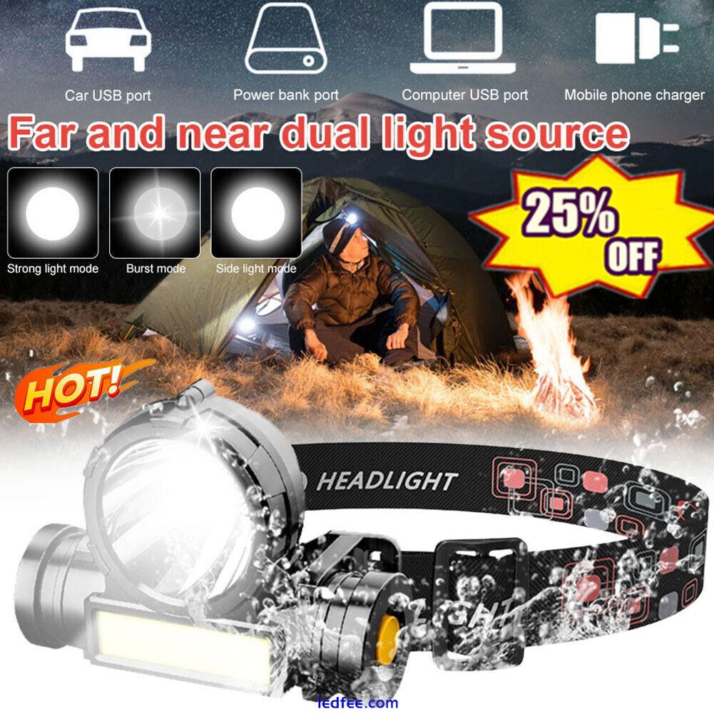 Waterproof LED Headlamp Super Bright Head Torch USB Rechargeable Headligh I2U4 3 