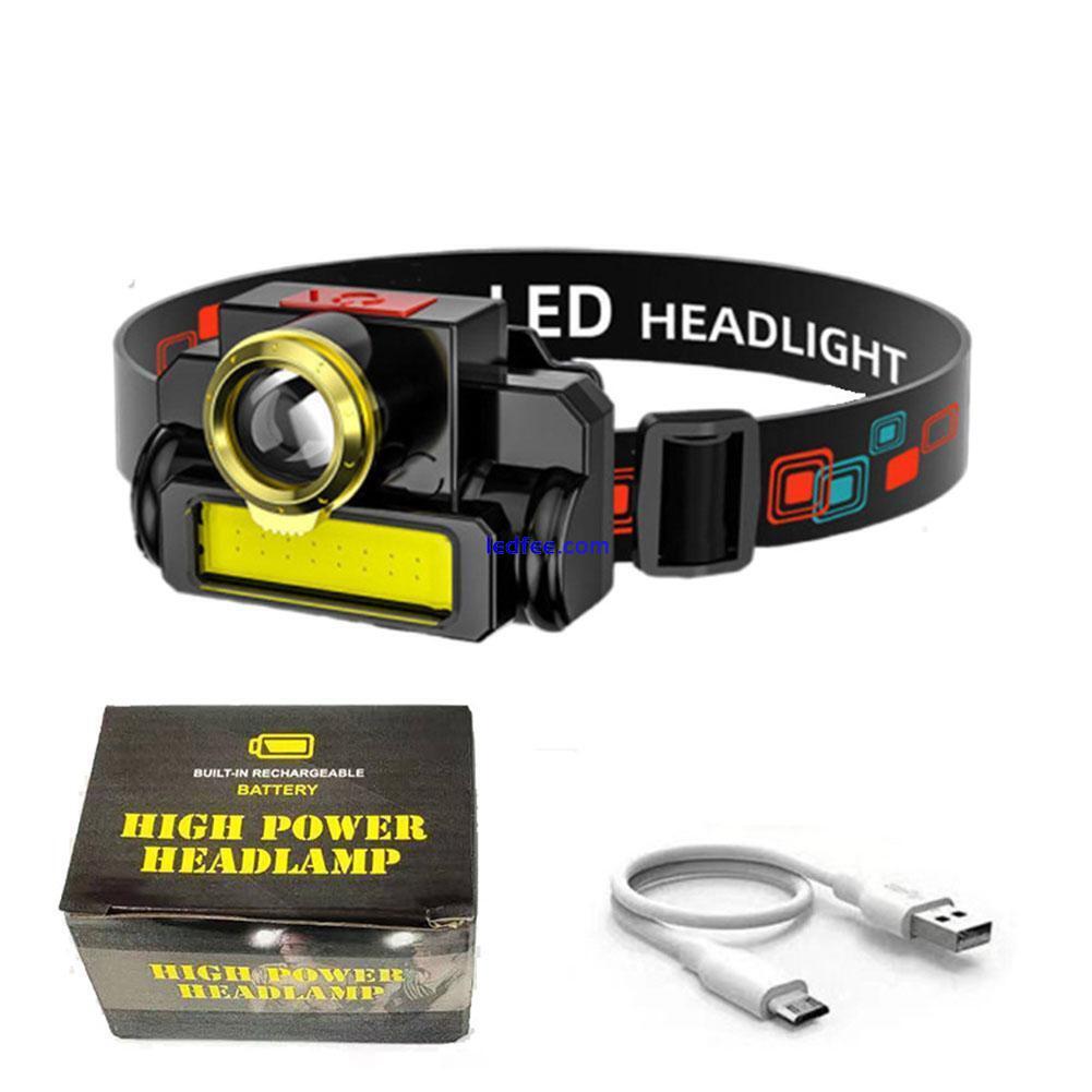 Waterproof LED Headlamp Super Bright Head Torch Rechargeable COB Headlight ο 2 