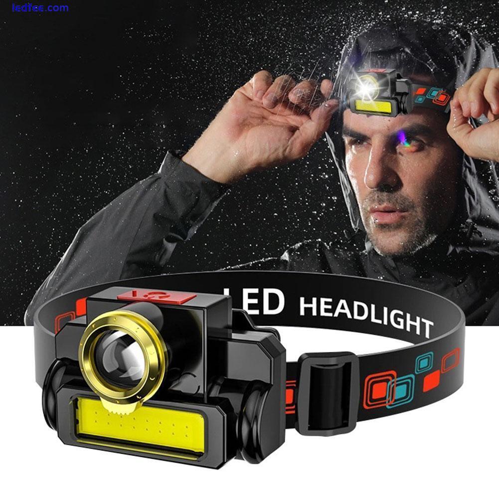 Waterproof LED Headlamp Super Bright Head Torch Rechargeable COB Headlight ο 0 