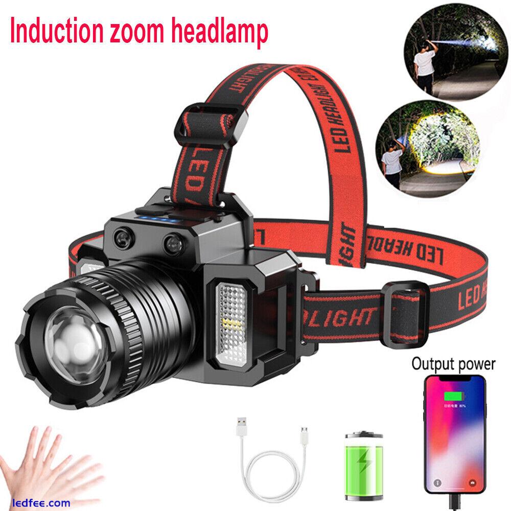 1/2PACK Super Bright LED Headlamp Flashlight USB Rechargeable Head Torch Lamp US 0 