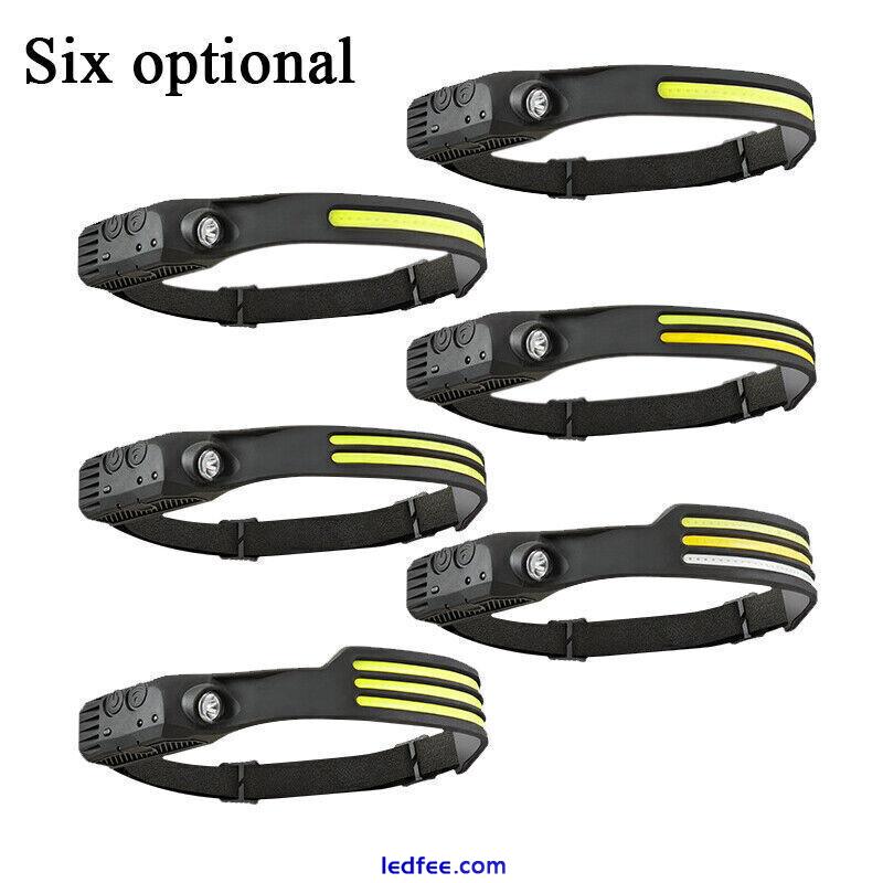 COB LED Headlamp USB Rechargeable Sensor Headlight Torch Work Head Band Bar Lamp 1 