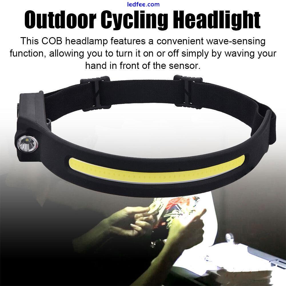 COB LED Headlamp USB-Rechargeable Headlight Torch Work Light Bar HeadBand Lamp ~ 0 