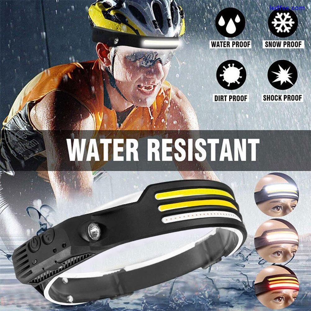 COB LED Headlamp USB-Rechargeable Headlight Torch Work Light Bar HeadBand Lamp ~ 2 