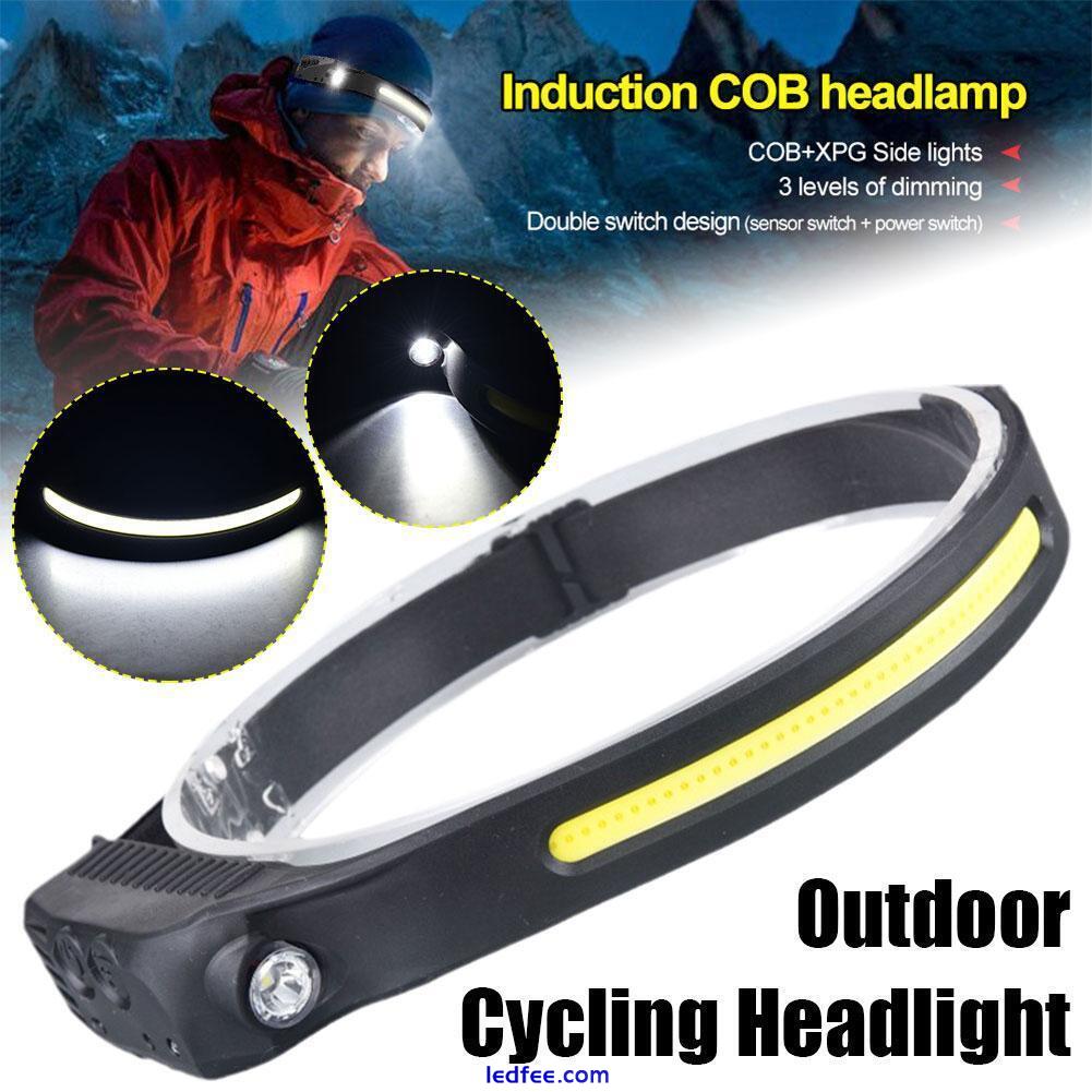 COB LED Headlamp USB-Rechargeable Headlight Torch Work Light Bar HeadBand Lamp ~ 1 