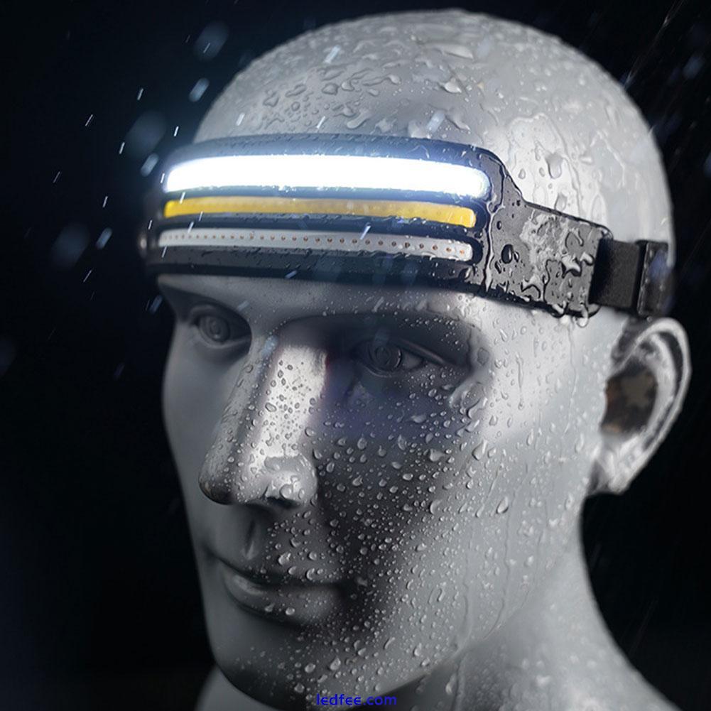 COB LED Headlamp USB-Rechargeable Headlight Torch Work Light Bar HeadBand Lamp ~ 5 