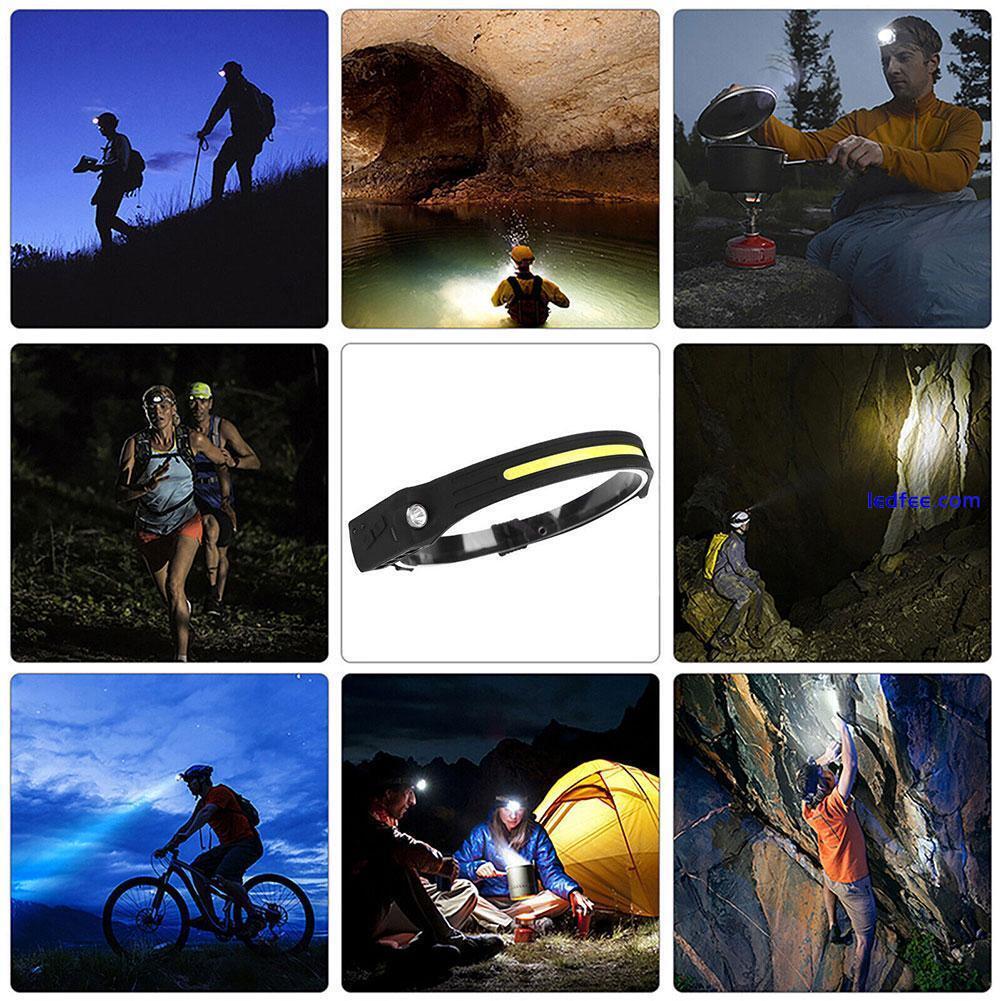 COB LED Headlamp USB-Rechargeable Headlight Torch Work Light Bar HeadBand Lamp ~ 4 