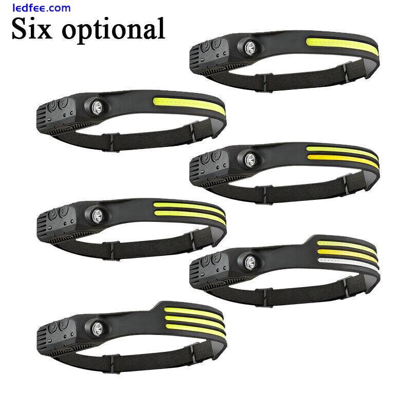 COB LED Headlamp Headlight Torch Work Light Rechargeable Head Band Sensor Lamps 1 