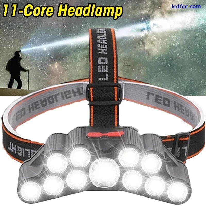 1/10x 11LED Headlamp Torch Headlight Flashlight Work Light Head Band Powerful UK 1 