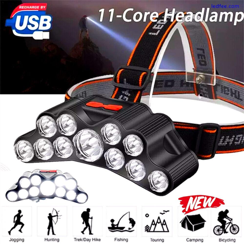 1/10x 11LED Headlamp Torch Headlight Flashlight Work Light Head Band Powerful UK 4 