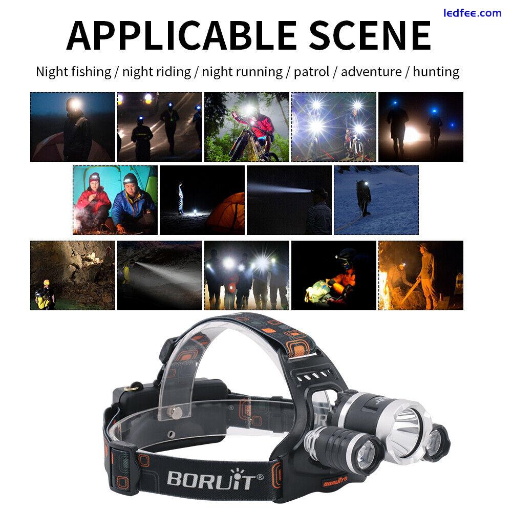 BORUiT LED Headlamp Rechargeable Head Torch Lamp Headlight Flashlight Red Light 5 