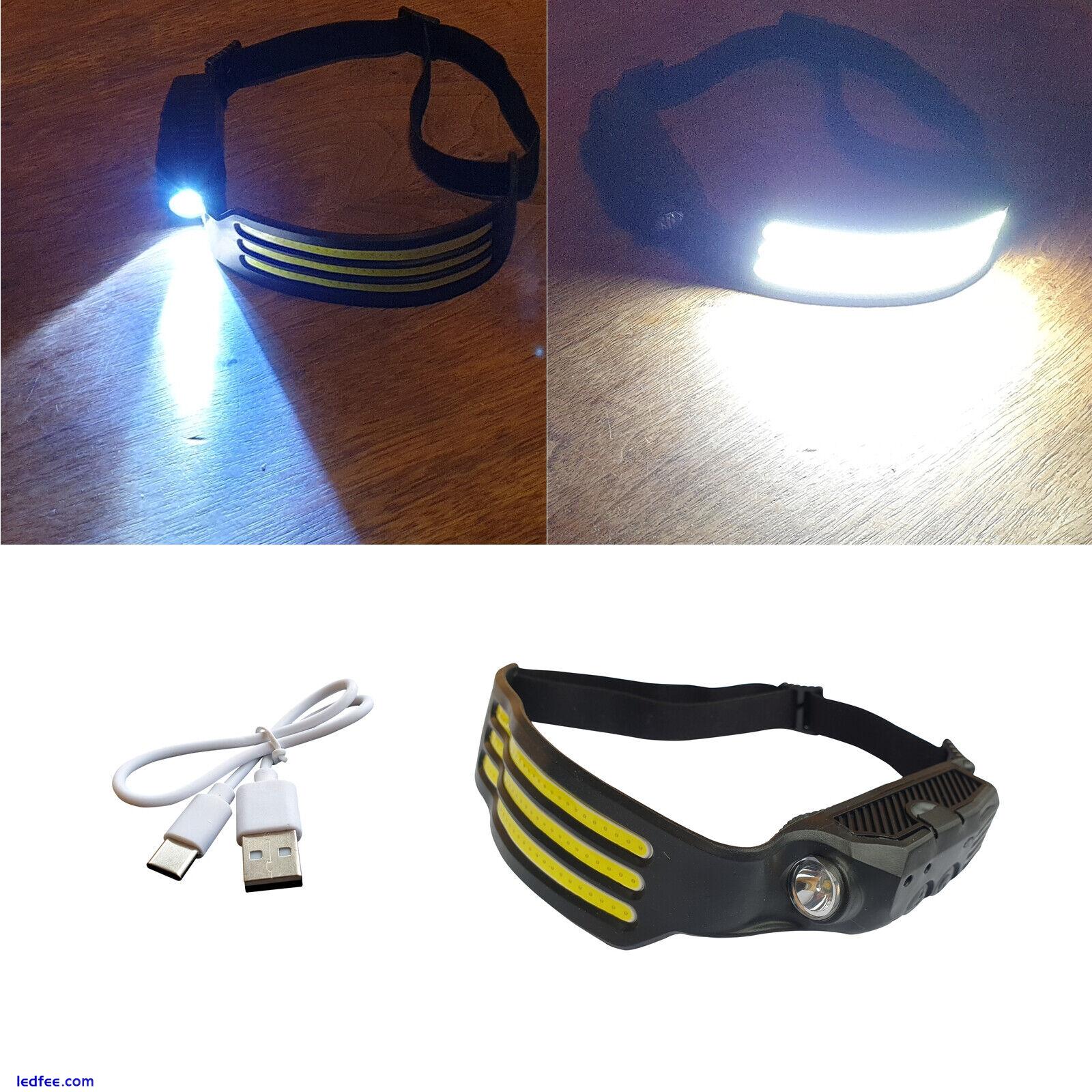 LED Headlamp Cob Headlamp Light Sensor Headlight USB Battery Waterproof White 2 