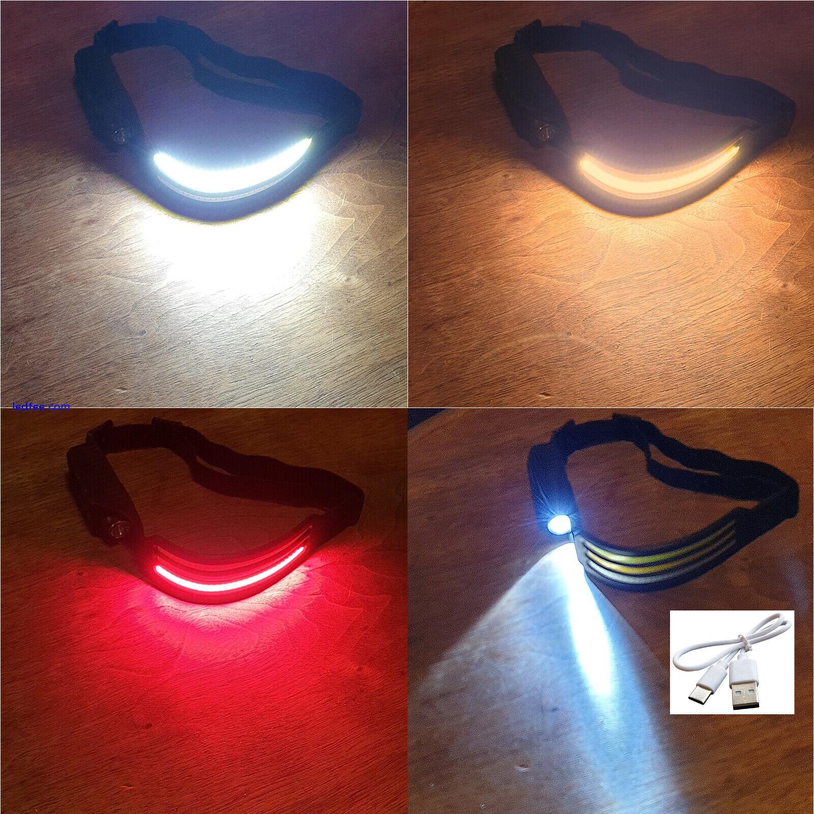 LED Headlamp Cob Headlamp Light Sensor Headlight USB Battery Waterproof White 5 