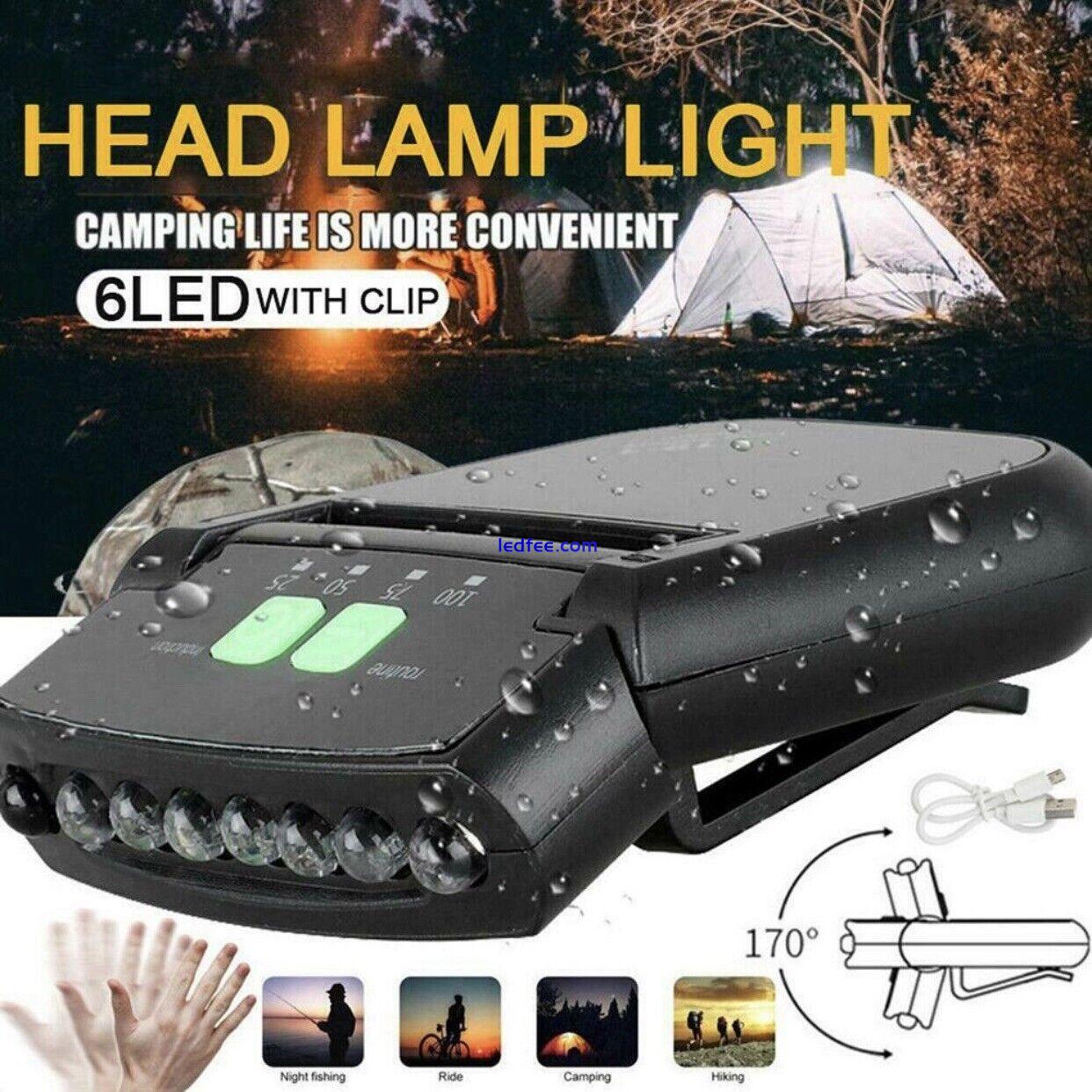 Rechargeable USB LED Headlamp Clip on Cap Hat Light Head Torch Fishing Camp Lamp 0 