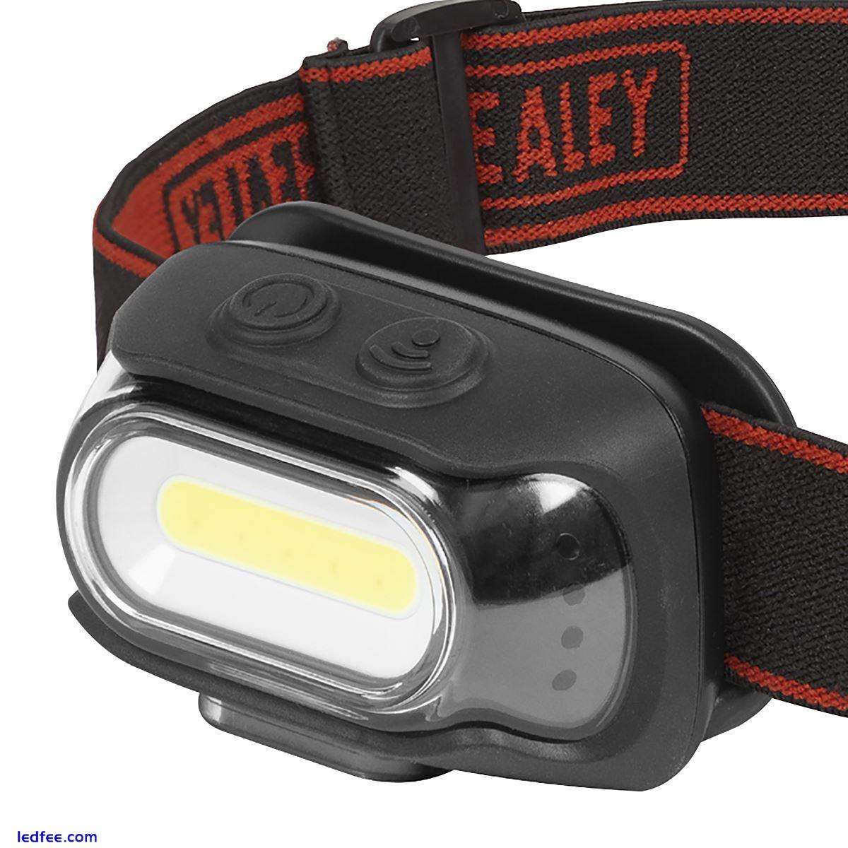 Sealey Head Torch Rechargeable Auto-Sensor 8W COB LED 500 Lumens 3 