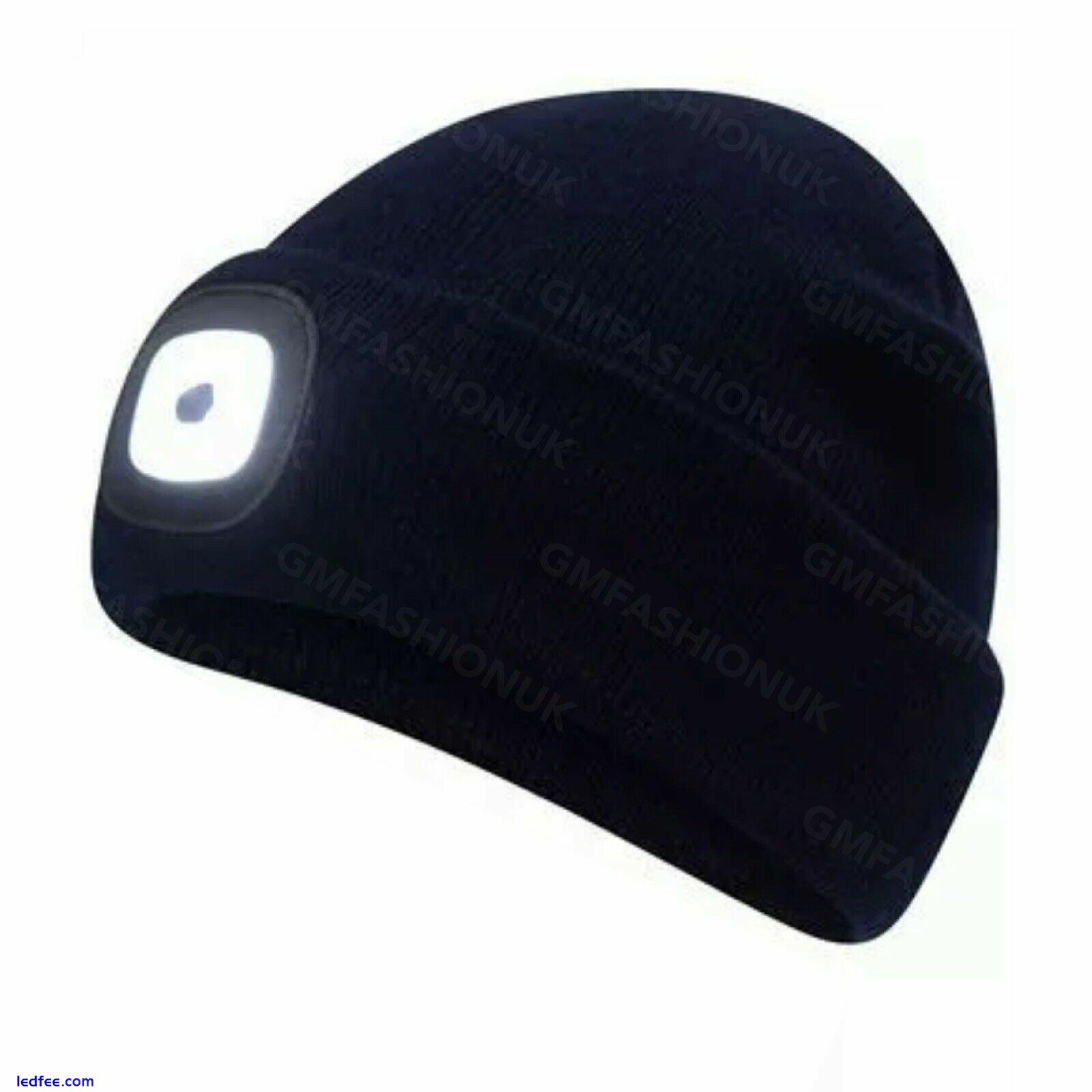 Knitted Wooly Unisex Warm Beanie Hat Led Light Rechargeable USB Head Torch Lamp 2 