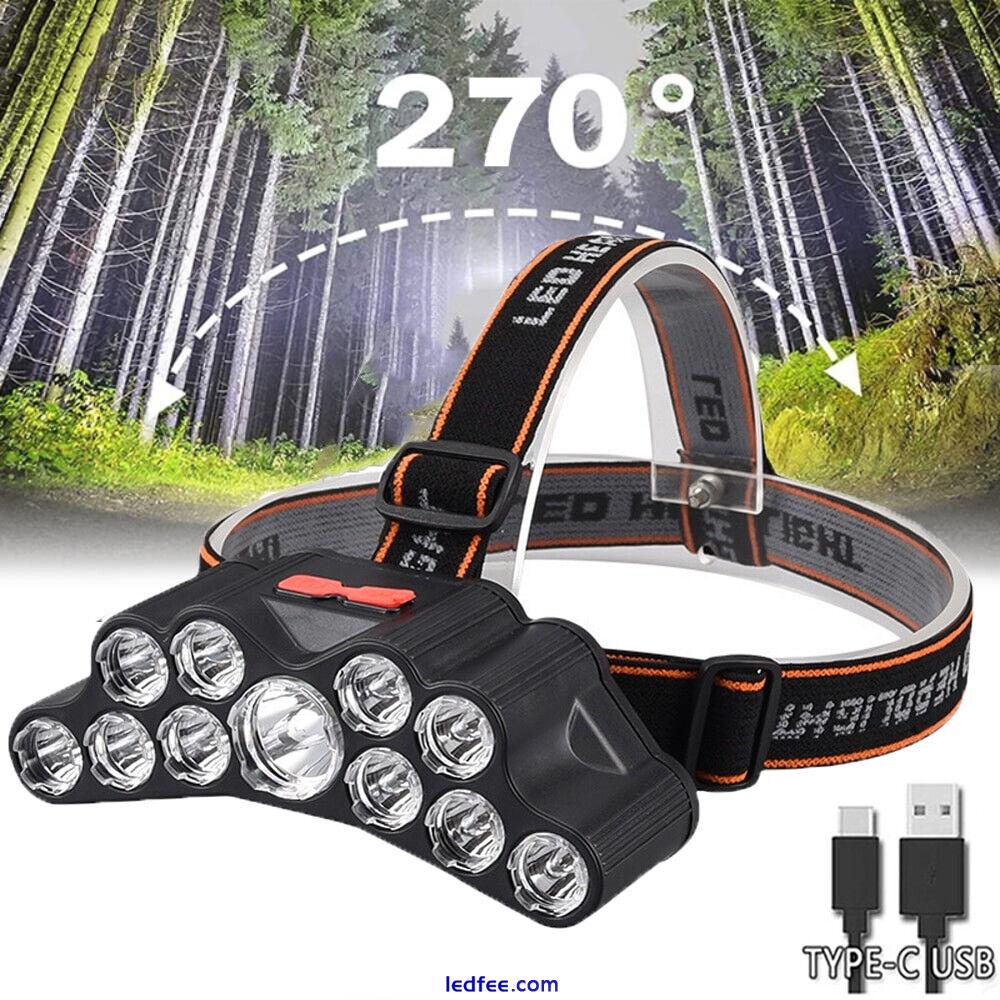 Super Bright 11 LED Headlamp Rechargeable USB Headlight Flashlight Torch Band UK 5 