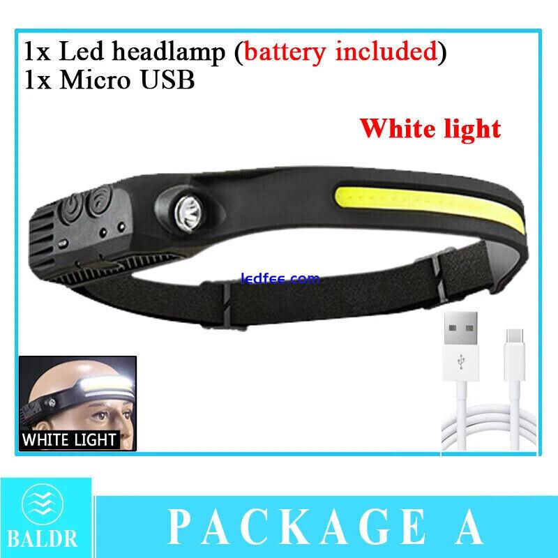 COB LED Headlamp USB Rechargeable Headlight Torch Work Light HeadBand Waterproof 0 