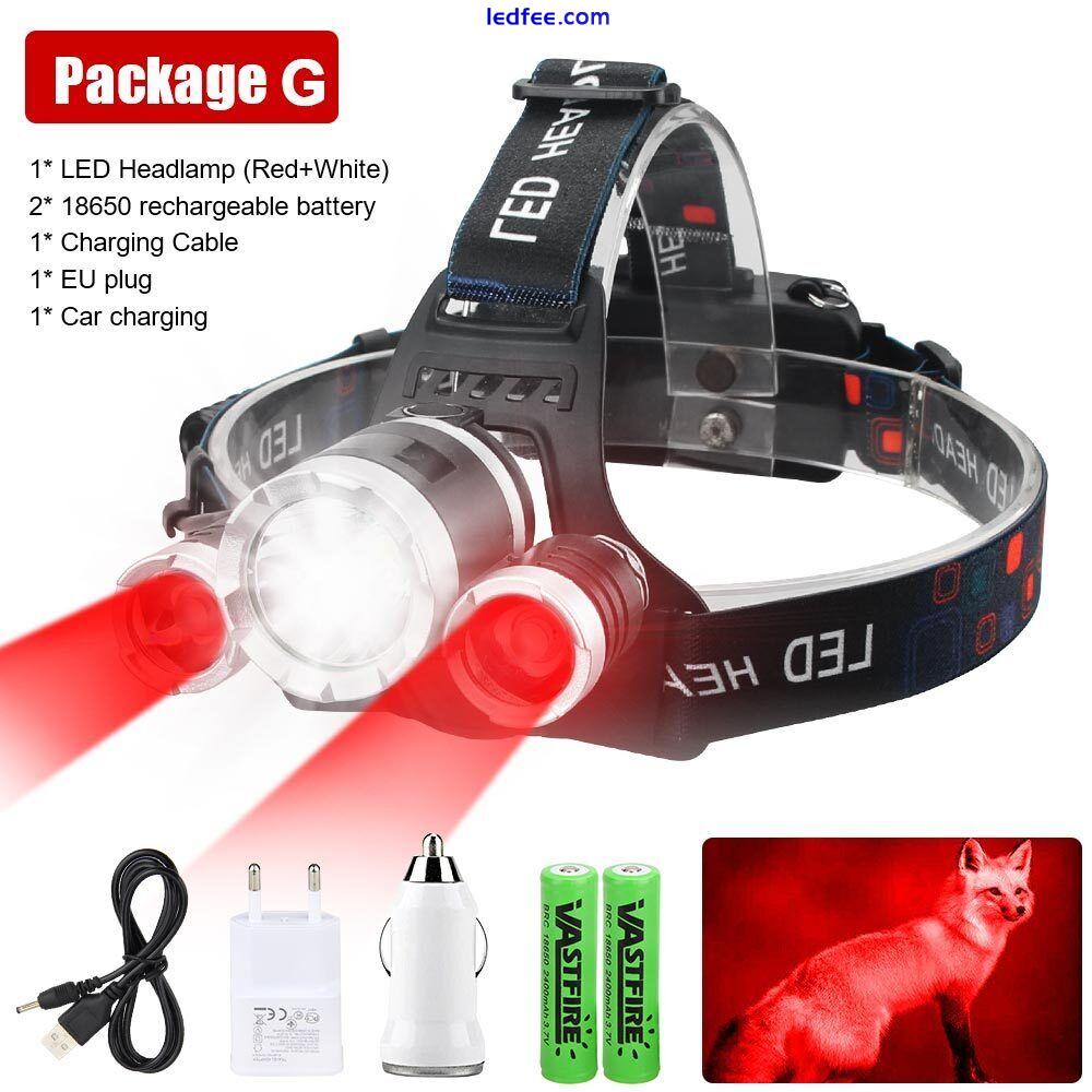 2 IN 1 Red White Light Headlamp 3 LED Hunting Predator Headlight Head Torch Lamp 0 