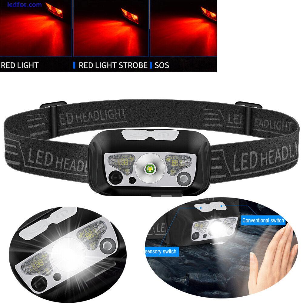 Hiking Light Sensing Headlight Super Bright LED Head Torch Rechargeable Lamp 0 