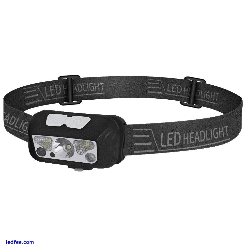 Hiking Light Sensing Headlight Super Bright LED Head Torch Rechargeable Lamp 1 