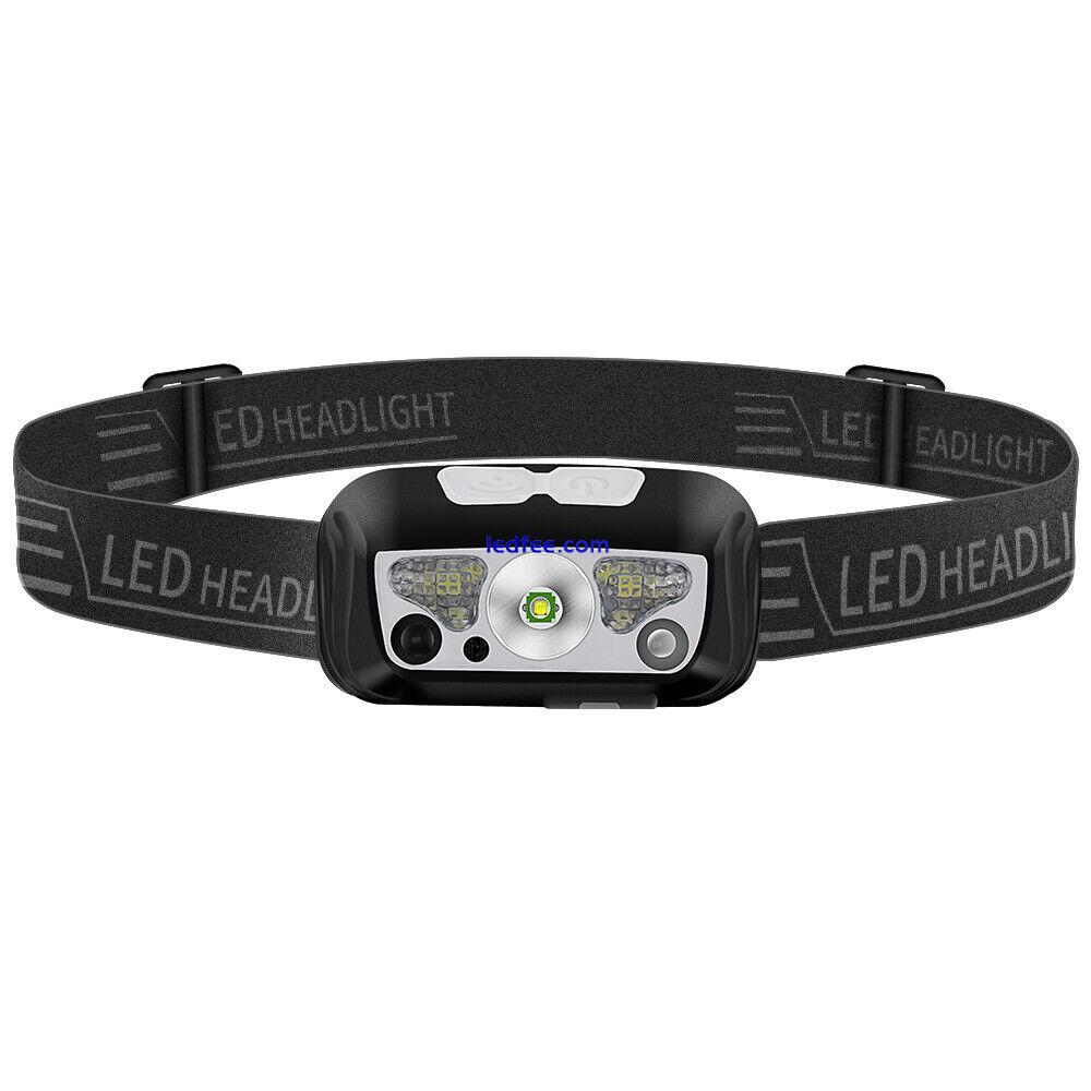 Hiking Light Sensing Headlight Super Bright LED Head Torch Rechargeable Lamp 2 