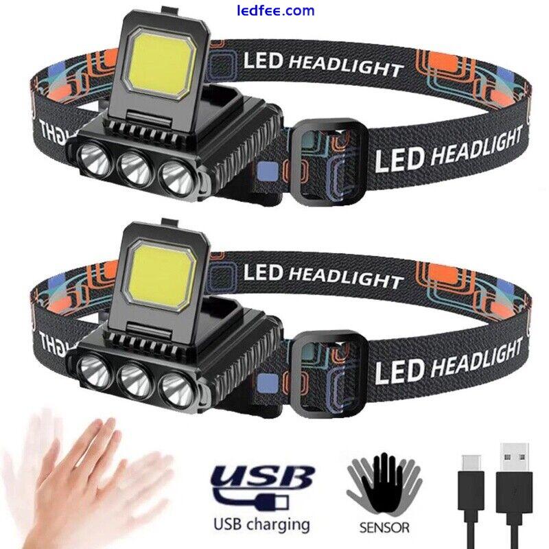Super Bright LED Headlight USB Rechargeable Torch Head-mounted Flashlight Lamp 1 