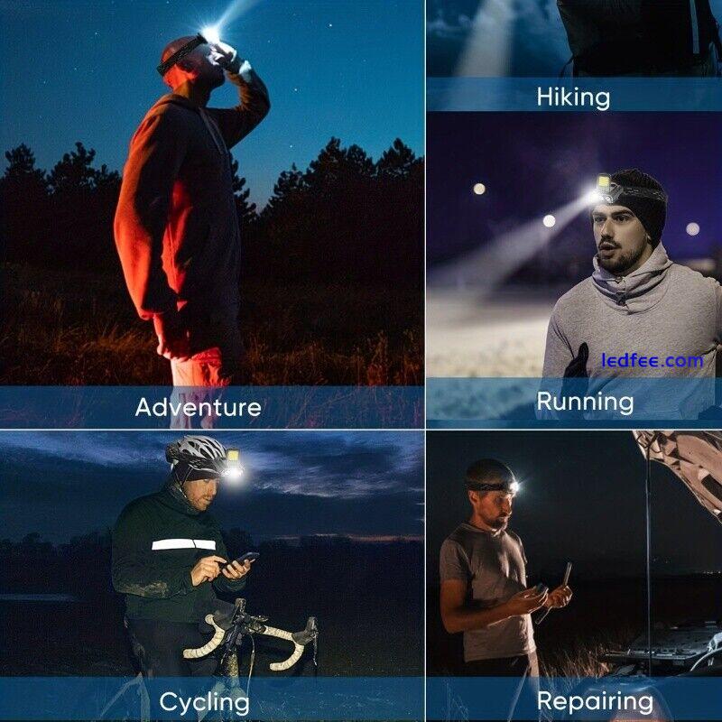 Super Bright LED Headlight USB Rechargeable Torch Head-mounted Flashlight Lamp 3 