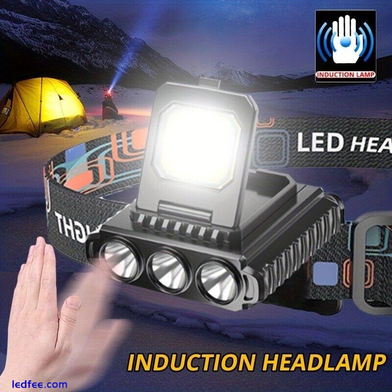 Super Bright LED Headlight USB Rechargeable Torch Head-mounted Flashlight Lamp 2 
