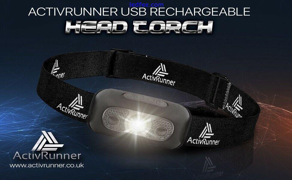 ActivRunner USB Rechargeable Head Torch - ideal for Running, Hiking, Camping 4 