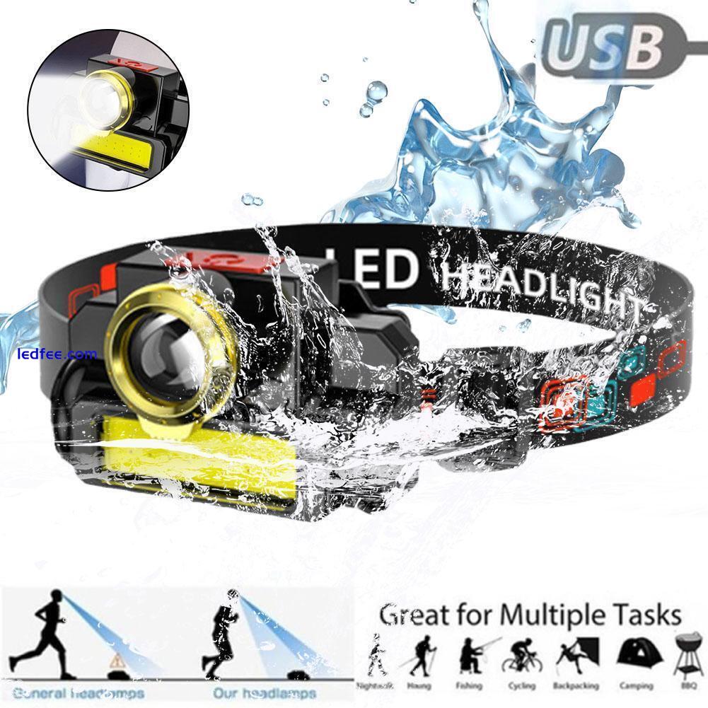 Waterproof LED Headlamp Super Bright Head Torch Rechargeable COB Headlight✨ S4H9 1 