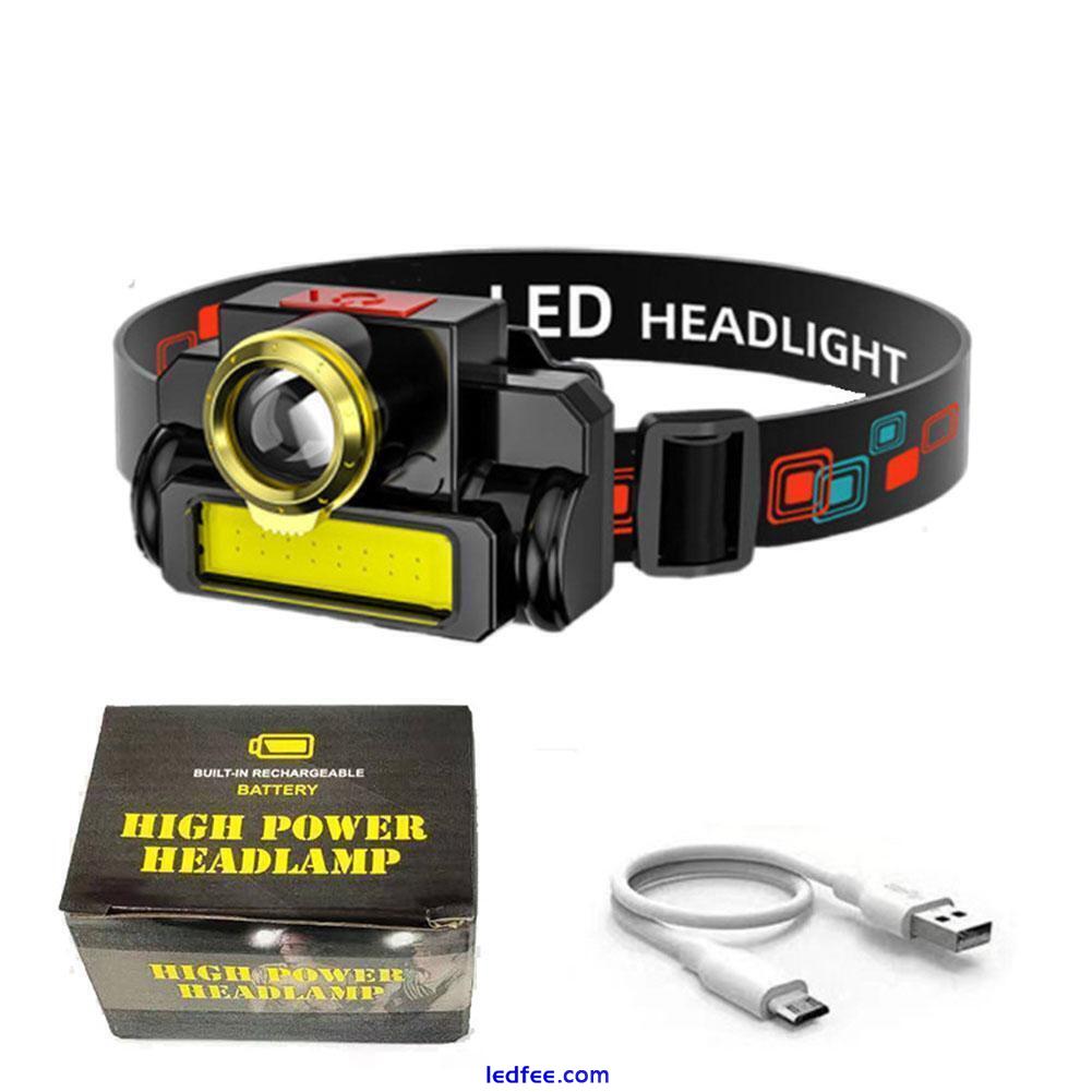 Waterproof LED Headlamp Super Bright Head Torch Rechargeable COB Headlight✨ S4H9 2 