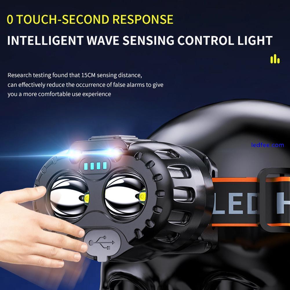 LED Headlight Motion Sensor USB Rechargeable Headlamp Outdoor Camping Lights✨ 0 