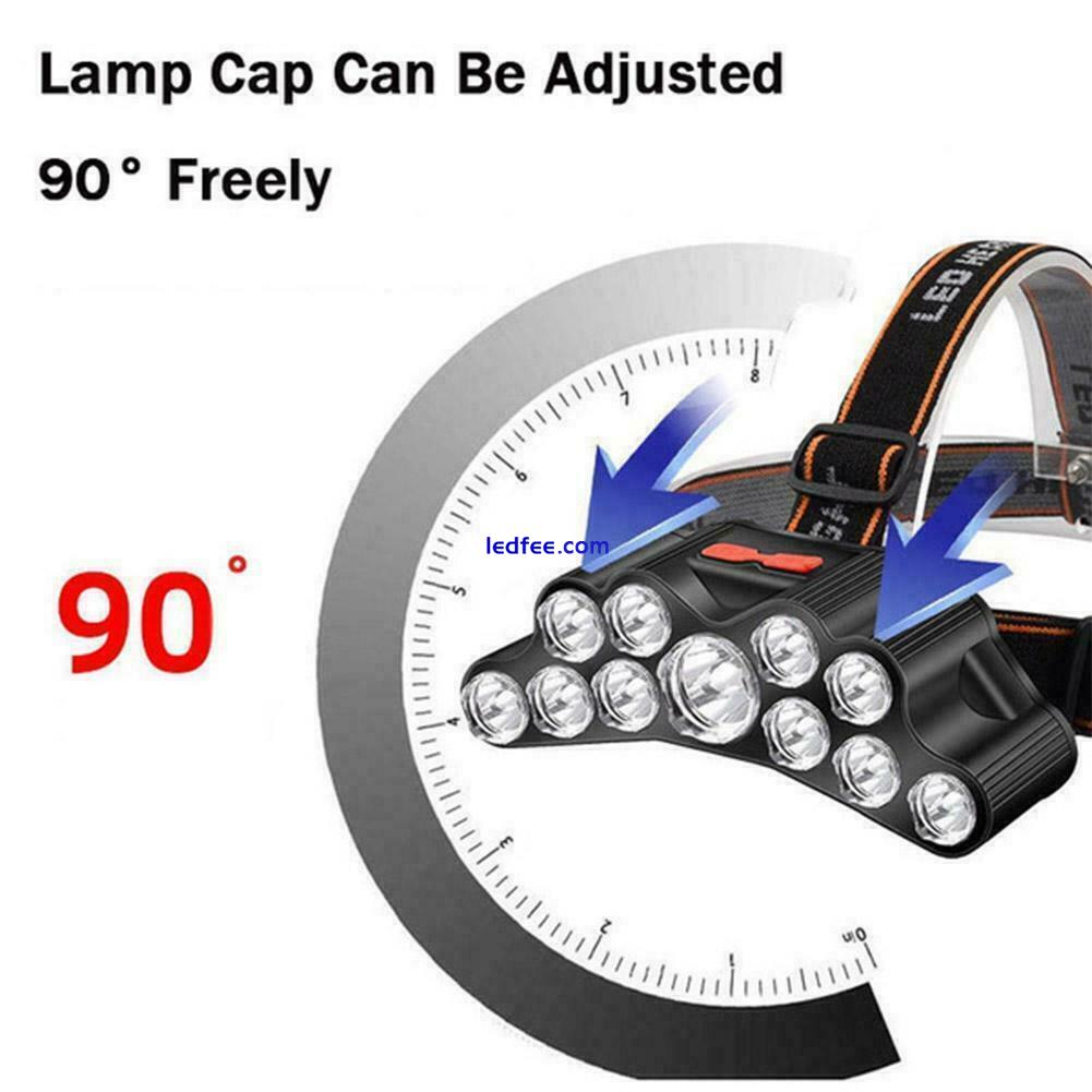 1200000LM 11 LED USB Headlamp Rechargeable Headlight Flashlight Head Torch F8C0 4 