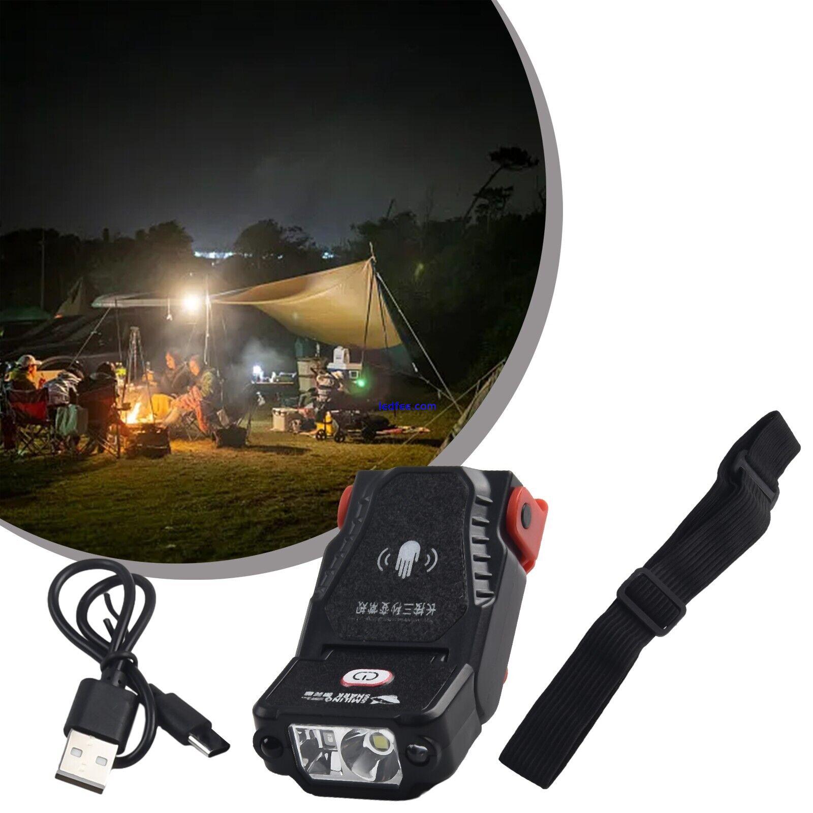 USB LED Headlamp  Cable Rechargeable Induction Hat Light Torch Fishing 0 