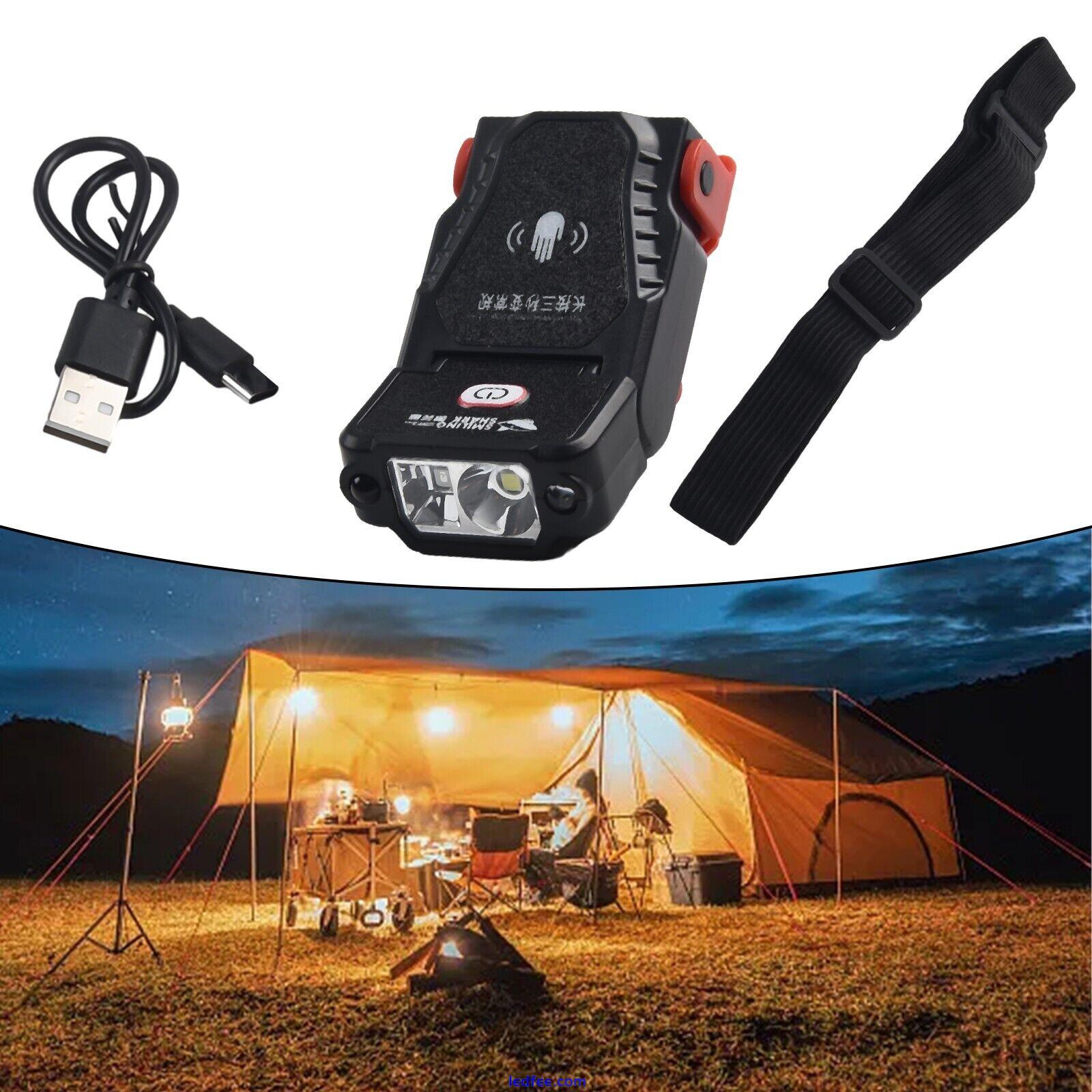 USB LED Headlamp  Cable Rechargeable Induction Hat Light Torch Fishing 5 