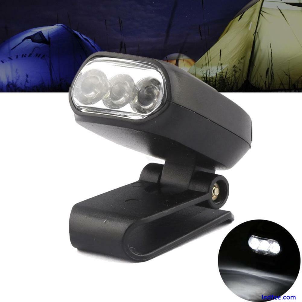 3 LED Cap Mounted Light Clip-on Lamp Hat Head Mini Tent Hiking Outdoor 9CK3 1 