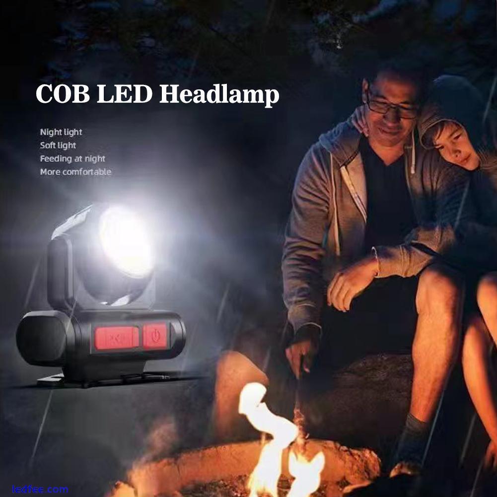 COB LED Headlamp USB Rechargeable Torchs Work Lights Head Band Lamps♻ 2 
