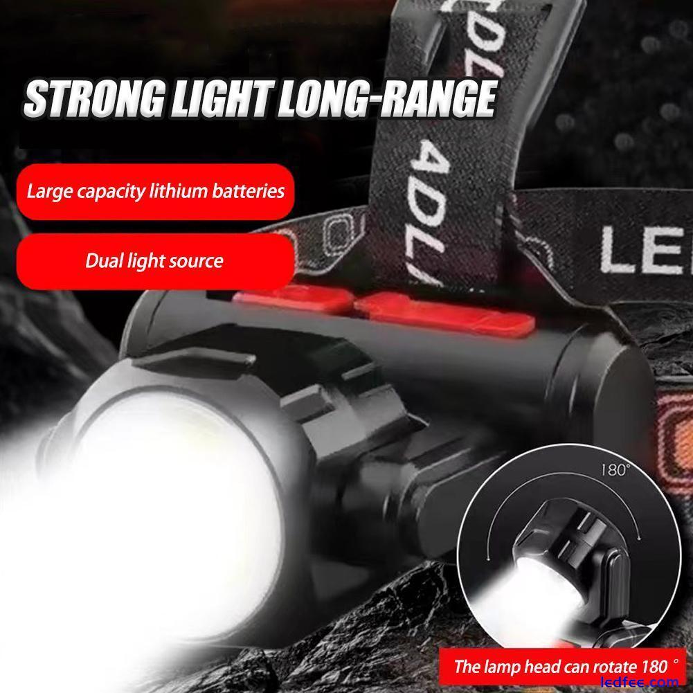 COB LED Headlamp USB Rechargeable Torchs Work Lights Head Band Lamps♻ 1 
