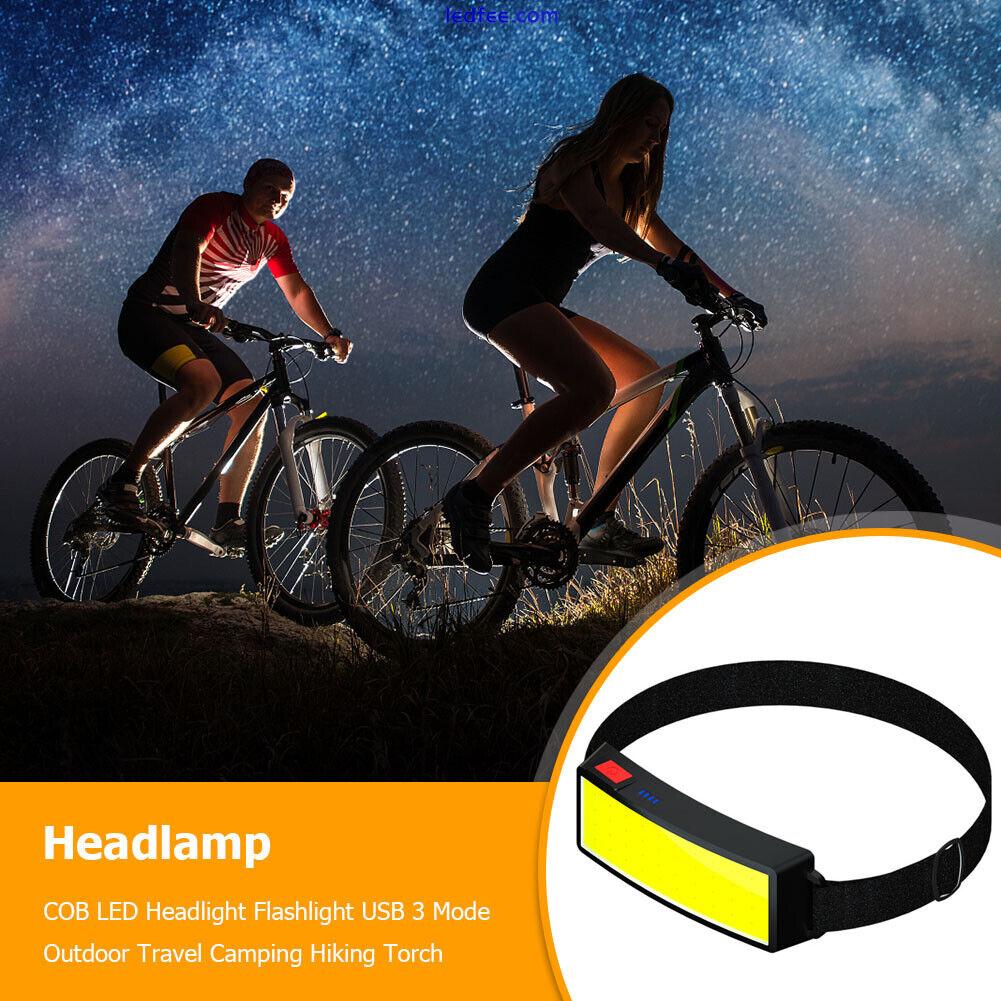 Portable Headlamp COB LED Headlight Flashlight USB Rechargeable Outdoor Headlamp 1 