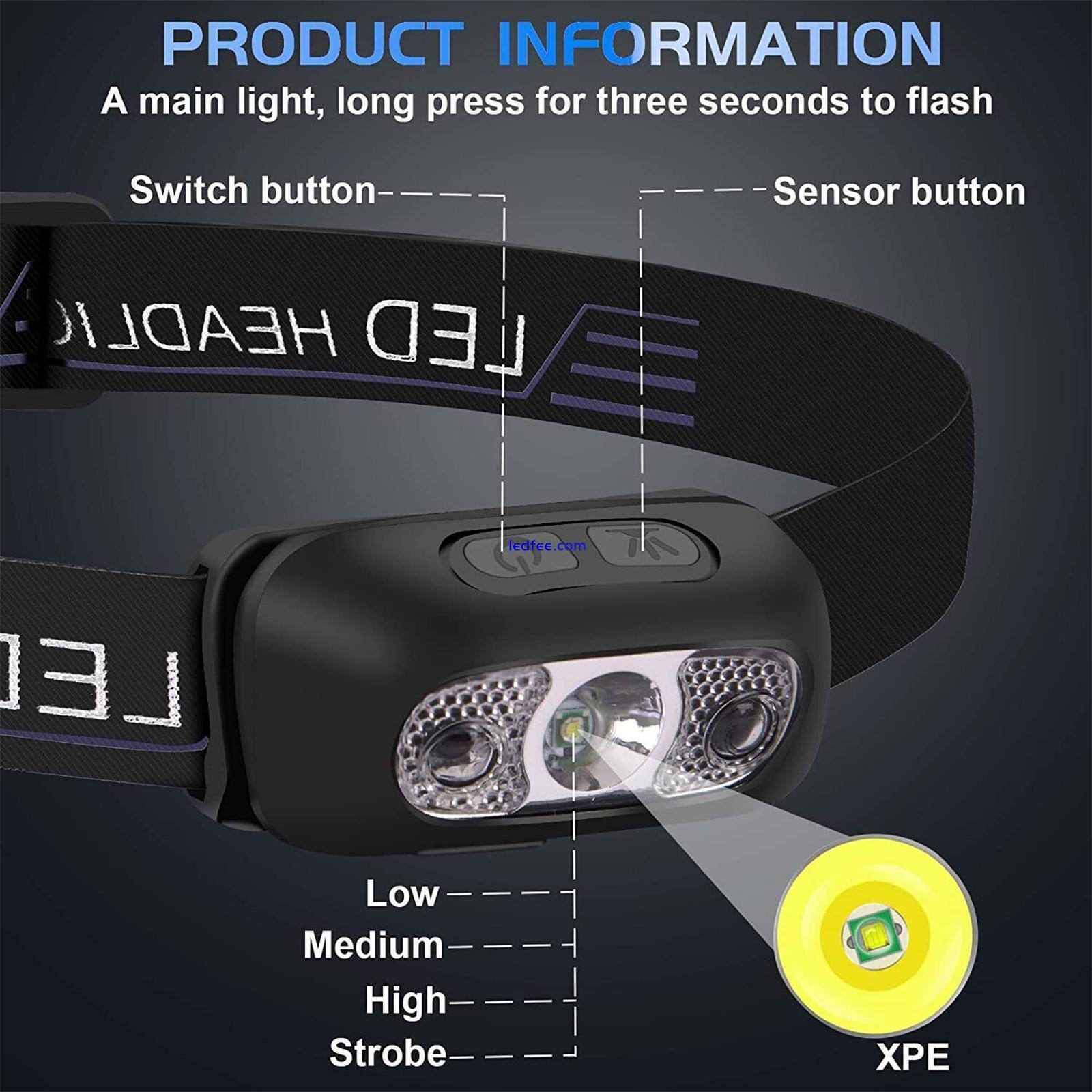 Superhelle LED Scheinwerfer Stirnlampe USB wiederaufladbare Nachtlamp O1E4 5 
