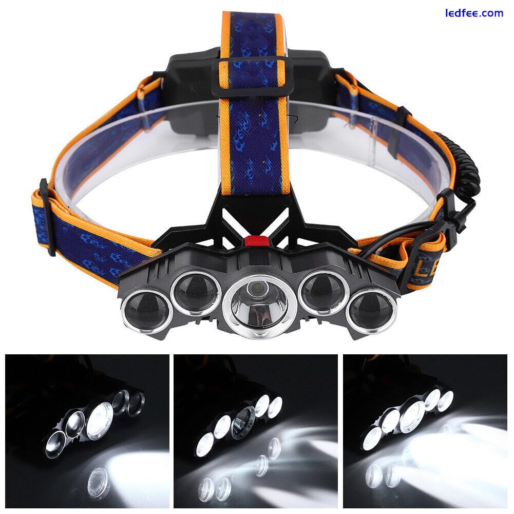 GF1 20000lm Outdoor Waterproof Five LEDs Head Lamp USB Charging Camping Runnin X 0 