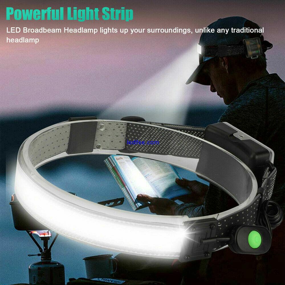 Wide Beam Headlamp Flashlight USB LED Camping Bar Head Lamp Torch Waterproof KD 0 