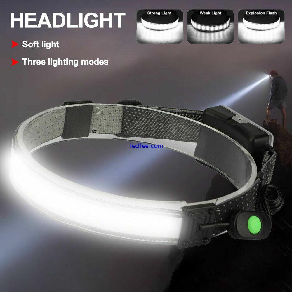 Wide Beam Headlamp Flashlight USB LED Camping Bar Head Lamp Torch Waterproof KD 2 