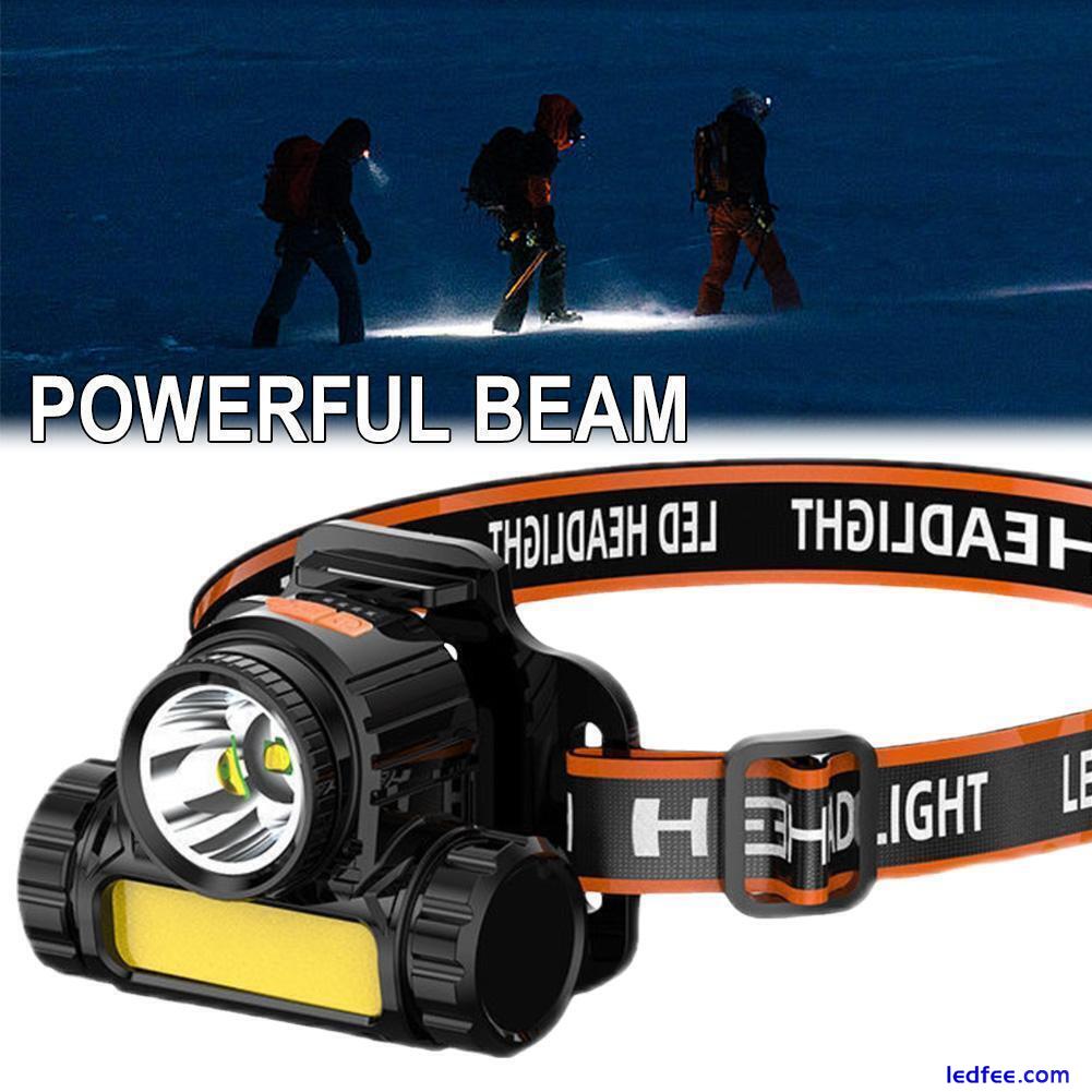 New Waterproof COB Headlamp Night LED Head Torch Headlight Rechargeable G5I9 2 
