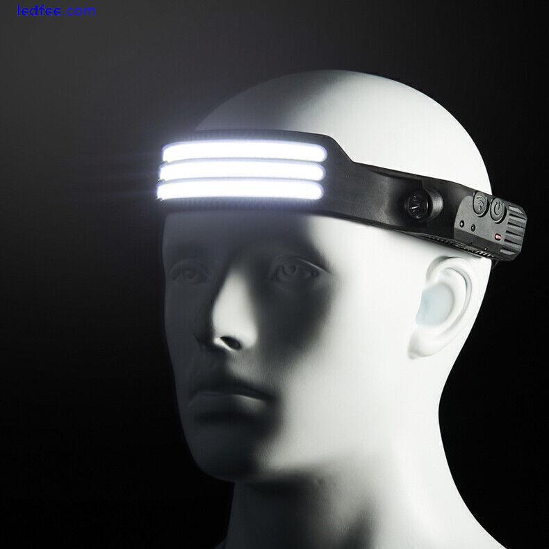 1-4Pack LED COB Stirnlampe Sensor Scheinwerfer Kopflampe USB Camping Wasserdicht 5 