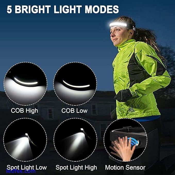 COB LED Headlamp USB Rechargeable Headlight Torch Work Light Bar Head Band Lamp 0 