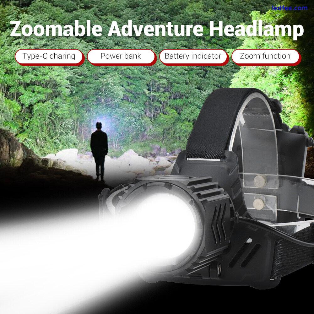 USB Rechargeable Headlight LED Headlamp Head Torch Flashlight Telescopic Zoom UK 1 
