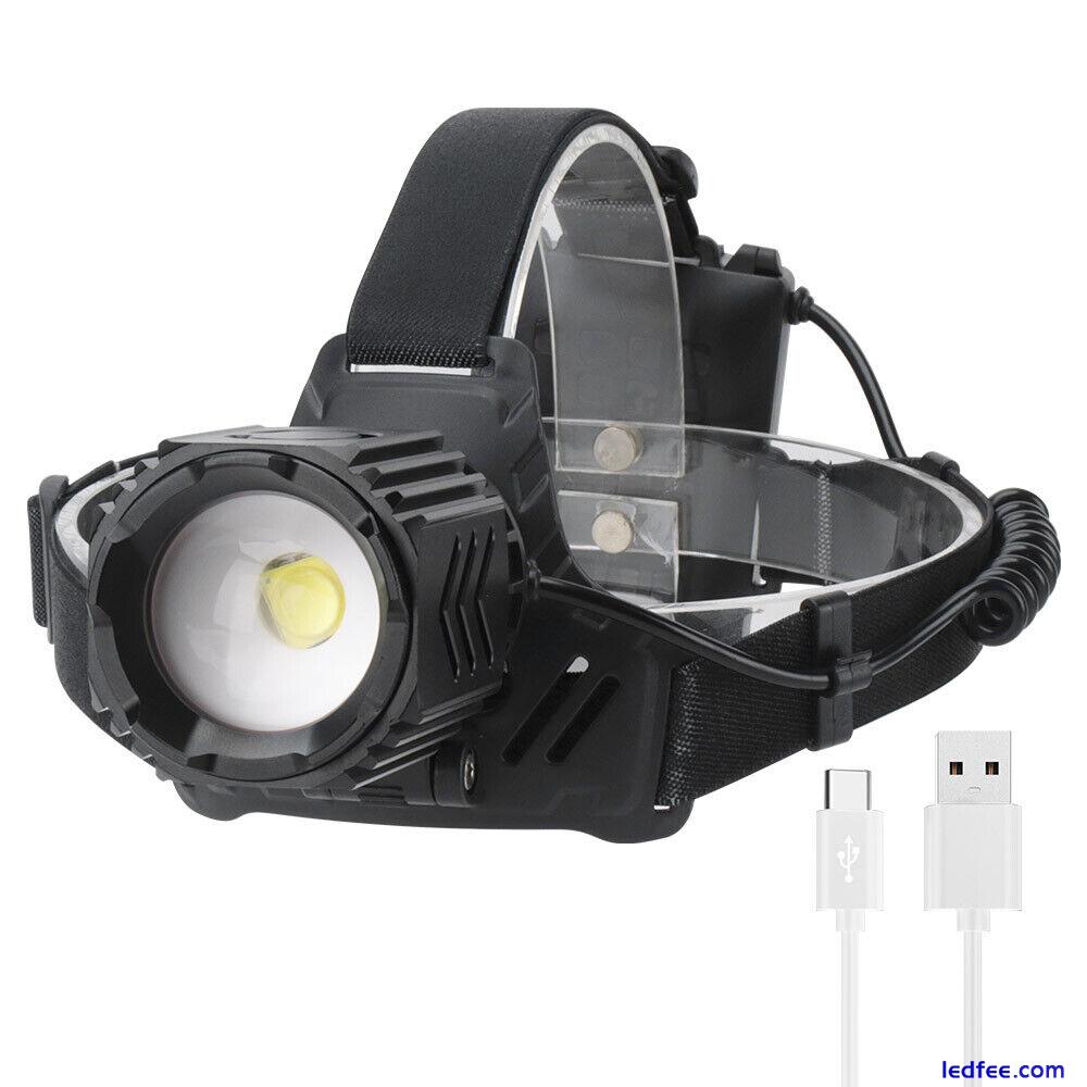 USB Rechargeable Headlight LED Headlamp Head Torch Flashlight Telescopic Zoom UK 2 